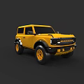 Yellow Vintage Off Road Vehicle With Large Tires And Front Grille Design