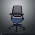 Modern Office Chair With Mesh Back Blue Seat Armrests And Wheeled Base