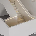 Modern White Staircase with Built in Lighting and Minimalist Interior Design 3d model