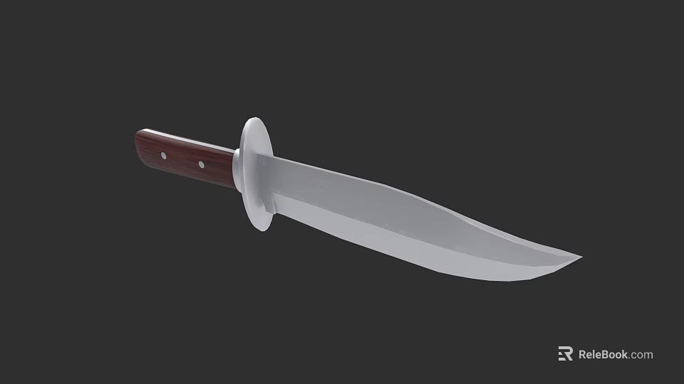 Tactical Weapon 3D Model With Wooden Handle And Sharp Metal Blade 3d model 