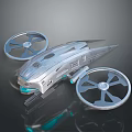Futuristic Silver Flying Vehicle With Streamlined Design And Dual Rotors