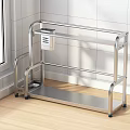 Stainless Steel Multi Tier Kitchen Shelf With Wheels For Storage In Modern Kitchen