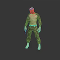 3D Male Character With Camouflage Pants Long Sleeve Shirt Holding Gun Standing On Gray Background