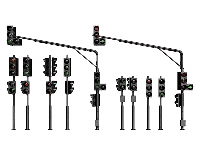 Various Types Of Traffic Lights As Essential Road Facilities For Urban Traffic Control 3d model