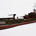 Military Warship With Camouflage Paint Naval Guns And Number 505