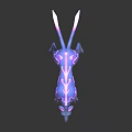Fantasy Canine Creature Character With Large Ears Luminous Tail And Purple Blue Gradient Fur