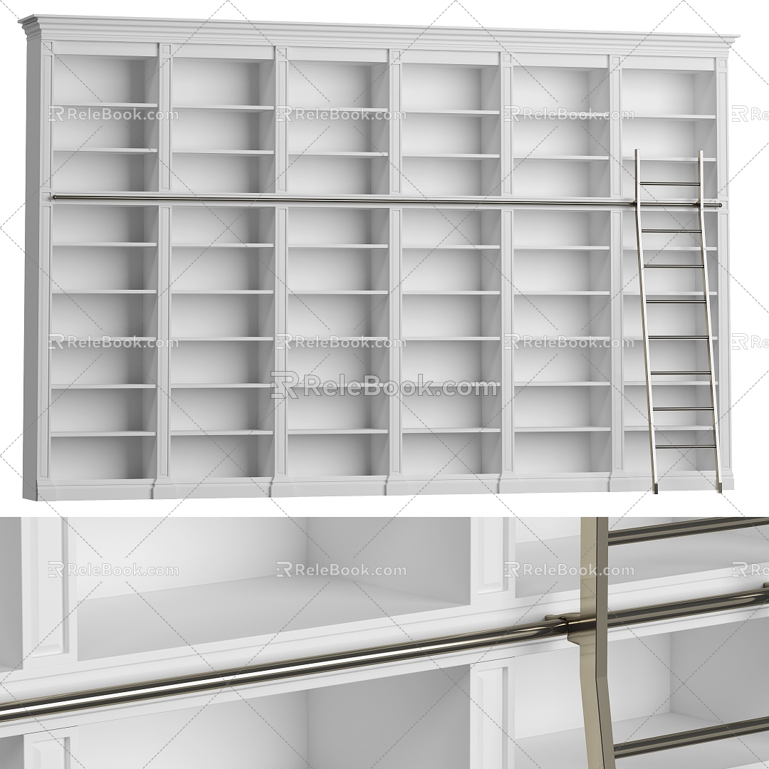 library bookshelf bookcase 3d model