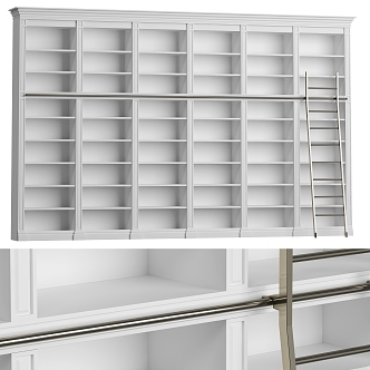 library bookshelf bookcase 3d model