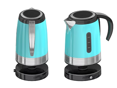 Turquoise Electric Kettles With Modern Design And Stainless Steel Base For Daily Use 3d model