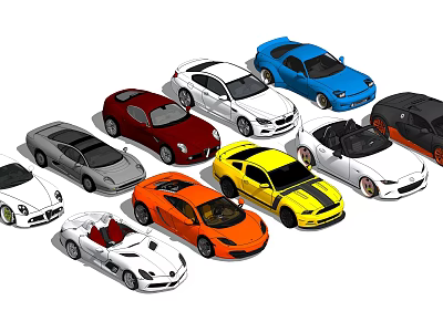 Diverse Colorful Car Models Collection With Various Styles And Designs 3d model