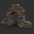 Ancient Stone Arch Ruins Featuring Weathered Brick And Stone Construction 3d model