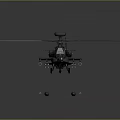 Gray Military Attack Helicopter With Rotor Blades Mounted Missiles And Tinted Cockpit