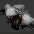 Man In Red And White Robe With Ornate Belt Standing In 3D Model Pose