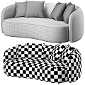 Modern Beige Two Seater Sofa With Textured Fabric And Decorative Pillows