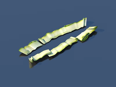 Fresh Sliced Cucumber Strips with Curved Shape on Dark Blue Background 3d model