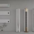 Modern Home Interior with Wall Mounted Standing Air Conditioners and Fans White Design