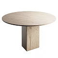 Modern Round Wooden Dining Table With Square Column Base And Natural Finish 3d model