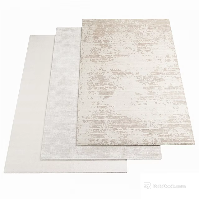 Three Light Colored Square Rugs With Modern Textured Patterns For Home Decor 3d model