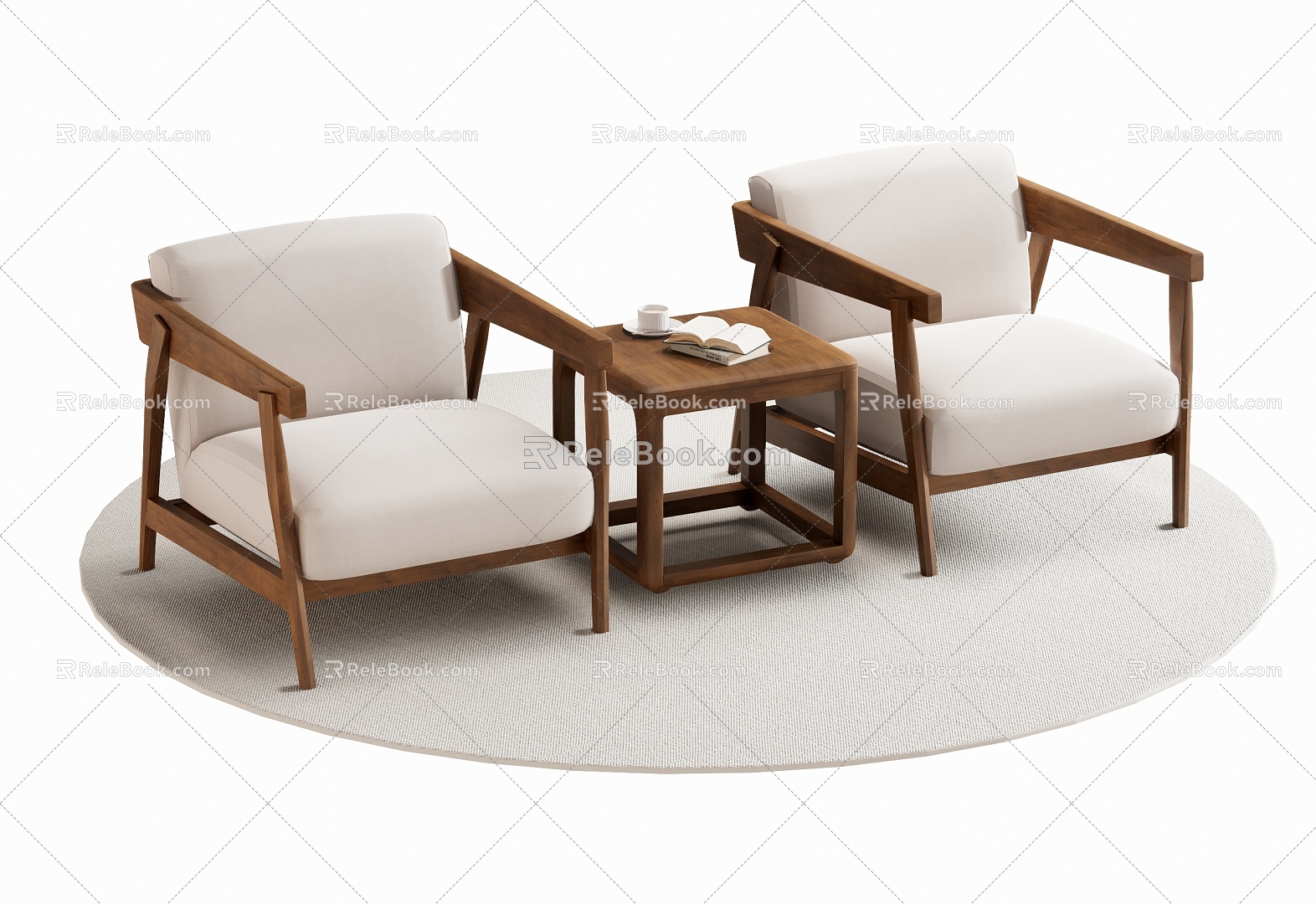 New Chinese Style Single Sofa Leisure Chair Single Chair 3d model