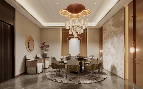 New Chinese-style private dining room 3d model