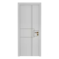 White Hinged Door With Simple Panel Design And Golden Handle For Interior 3d model