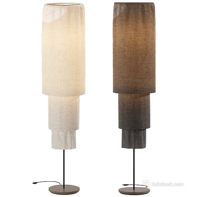 Modern Layered Fabric Floor Lamps in Beige and Brown Tones for Home Decor 3d model 
