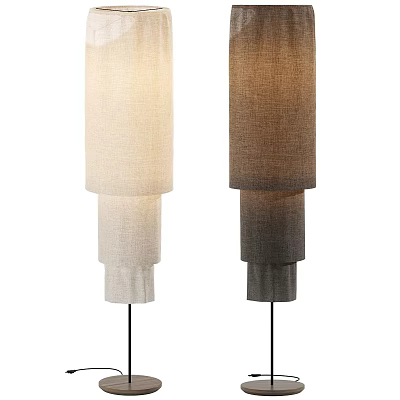 Modern Layered Fabric Floor Lamps in Beige and Brown Tones for Home Decor 3d model