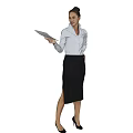 Professional Woman In White Shirt And Black Skirt Holding Pointer For Presentation