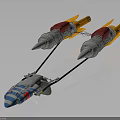 Futuristic Concept Car With Blue Gray Body And Two Yellow Red Rocket Boosters