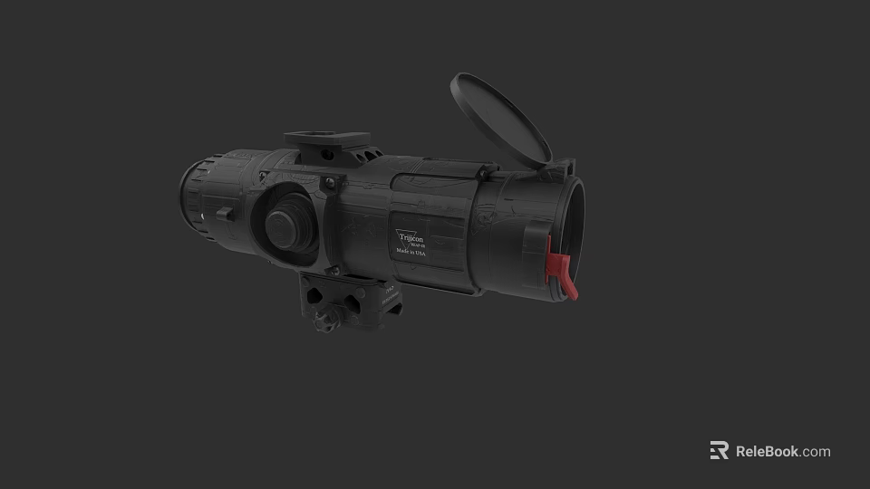 Tactical Weapon Scope With Black Design Adjustable Knobs Red Accent And Protective Lens Cover 3d model 