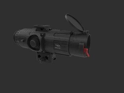 Tactical Weapon Scope With Black Design Adjustable Knobs Red Accent And Protective Lens Cover 3d model