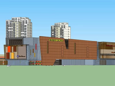 High Rise Residential Building With Modern Commercial Complex And Glass Facade Design 3d model