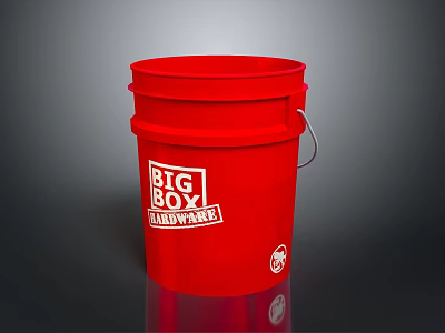 Red Bucket With Metal Handle For BIG BOY HARDWARE Household Utility Supplies 3d model