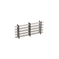 Modern Storage Shelving Unit With Multiple Gray Shelves And Black Frame Design