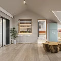 Loft Style Living Dining Room With Wooden Flooring Green Armchair Bar Stools And Plants