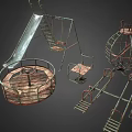 Vintage Metal Playground Equipment With Slide Swing Rotating Structure And Climbing Frame