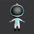 Cartoon Astronaut Character In White Spacesuit With Blue Details And Helmet Design 3d model
