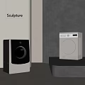 Two Modern Washing Machines With Sleek Design In Minimalist Interior Space