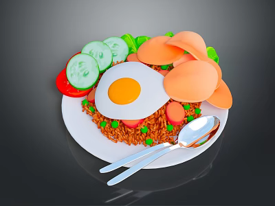 Household Dinnerware Set Including Plate Spoon And Fork For Daily Food Serving 3d model