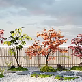 Maple Leaf Plant Combination Red Maple Fresh Terrain Ting Step Guard 3d model