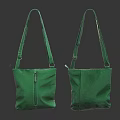 Two Green Leather Handbags With Long Shoulder Straps And Zipper Detail On Dark Background