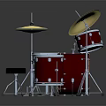 Red Professional Drum Set with Snare Tom Bass Drums Crash Cymbals and Adjustable Drum Stool
