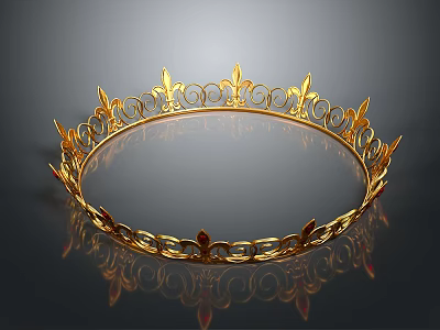 Ornate Golden Crown With Intricate Decorative Patterns For Costume Headwear Accessory 3d model