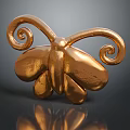 Shiny Golden Butterfly Ornament With Spiral Antennae And Artistic Decorative Design