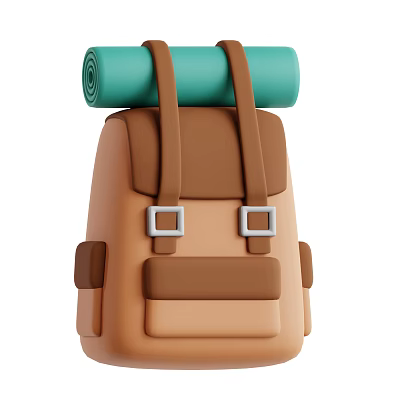Decorative Ornament Set With Brown Backpack Green Roll Mat And Strap Details 3d model Decorative Ornament Set With Brown Backpack Green Roll Mat And Strap Details 3d model