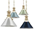 Modern Pendant Lights with Multiple Colors Gold Base Conical Shade Design 3d model