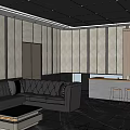 Modern KTV Lounge Interior With Luxury Sofas Coffee Tables TV Screen And Lighting Decorations
