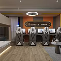 Esports Room Interior With Bunk Beds Gaming Chairs Computers And Sofa