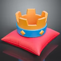 Golden Crown With Blue Base And Decorative Elements On Red Pillow Fashion Accessory