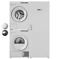 Modern Stackable Washing Machine Dryer Combo With White Finish And Sleek Design 3d model